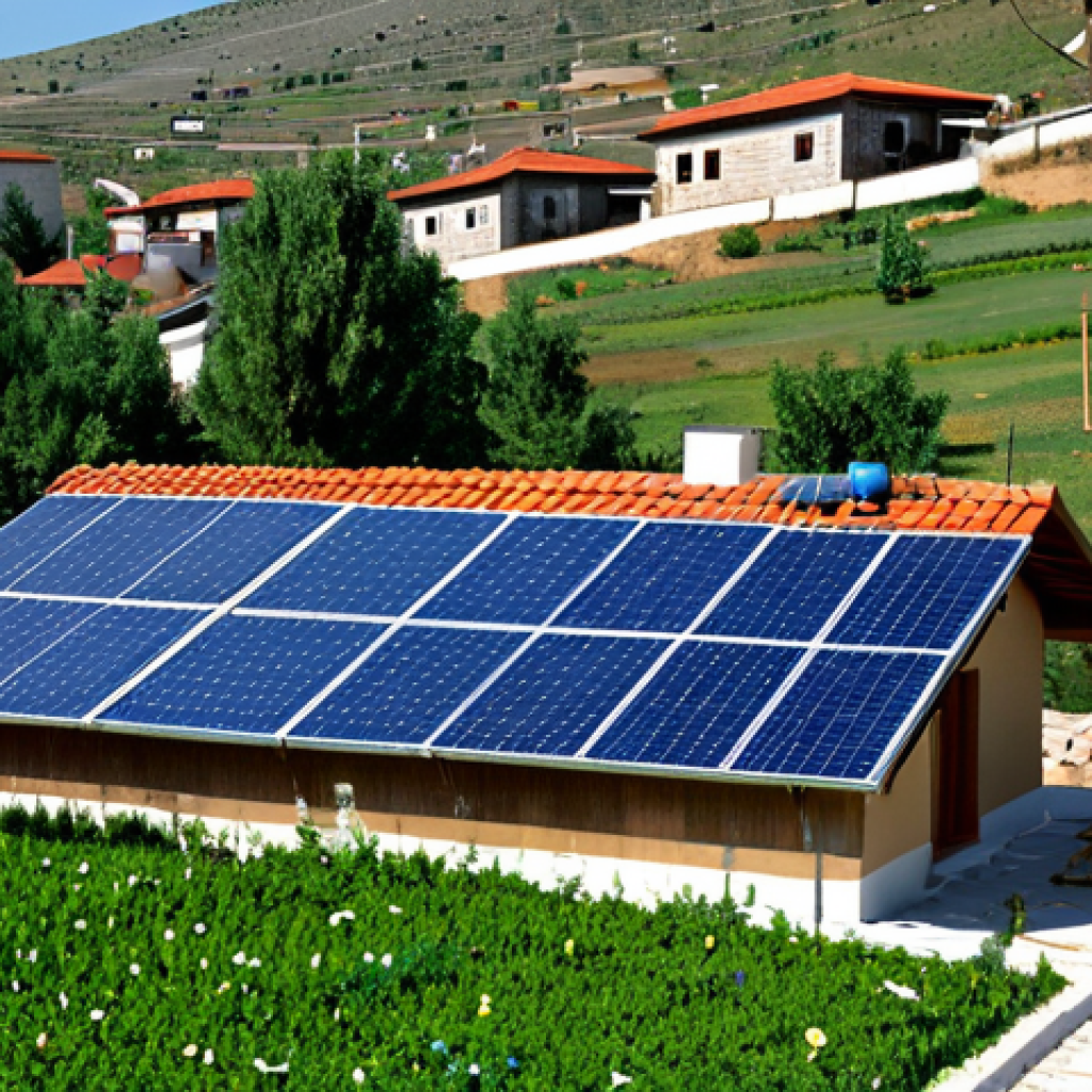 Energy Storage System in a Turkish Village**

"Solar panels on rooftops of a traditional Turkish village house, with visible energy storage units inside, daytime, clear sky, showcasing efficient and sustainable energy, fully clothed residents tending to a garden nearby, appropriate content, safe for work, perfect anatomy, natural proportions, professional, family-friendly"

**